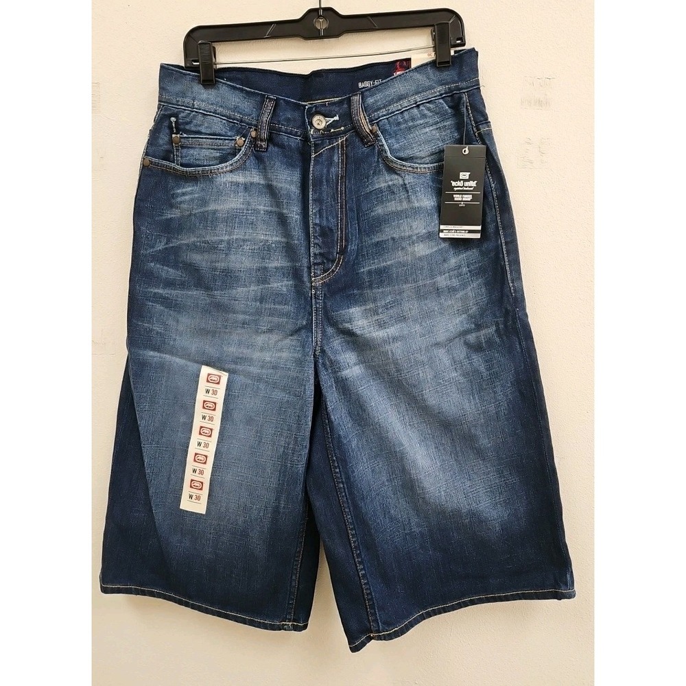 Ecko Unltd Y2K Hip Hop Skater Shorts Mens 30 Denim Baggy Fit NWT Dead Stock